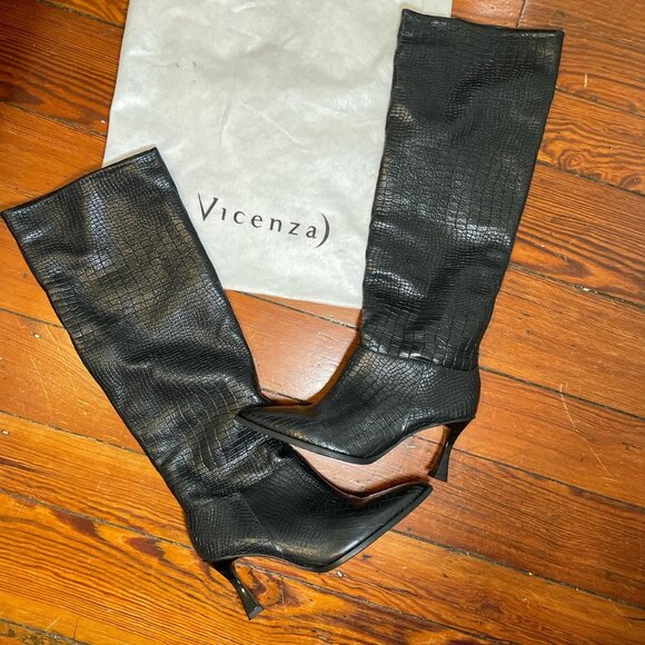 Free People x Vicenza Friday Fever Heel Boots in Black Croc